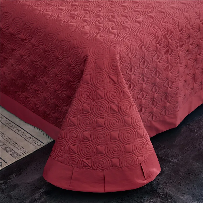 

Quality Solid Color Quilt Set 3PCS Bedspreads 60S Egyptian Cotton Bed Cover Pillowcase King Queen Size Coverlet Summer Blanket