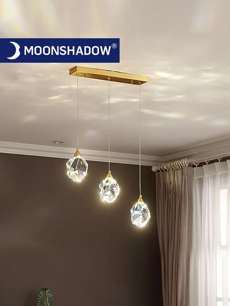 Подвесной светодиодный светильник MOONSHADOW из латуни роскошный с 3 головками для