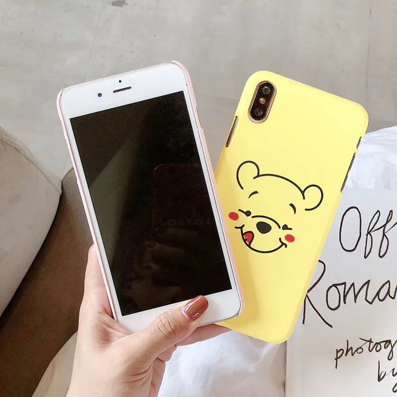 Candy Pink Yellow bear Cute Cartoon Couple Phone case For iPhone 7 7Plus 8 6s 6 Plus X XR XS Max kawaii Case Silicone Soft Cover | Мобильные