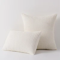 inyahome white decorative square throw pillow covers for living room couch bed sofa ultra soft corduroy striped cushion covers