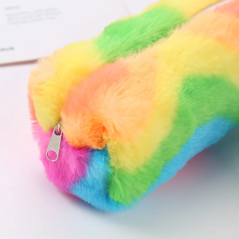 1 шт. цветной плюшевый чехол для карандашей девочек женская сумка ручек