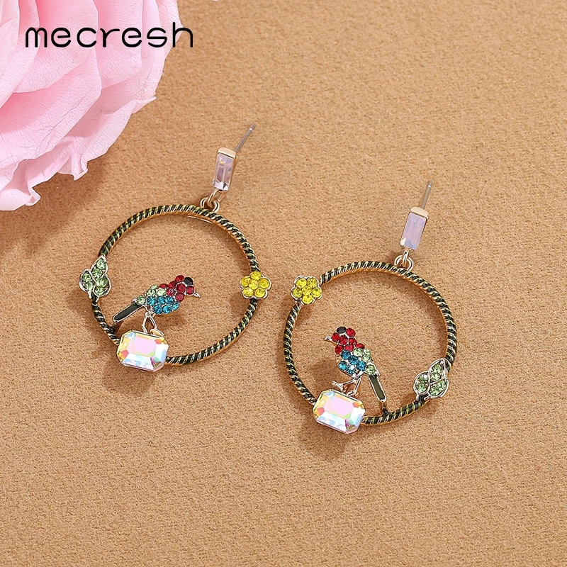 Женские серьги капельки Mecresh романтические с зелеными ветками для девушек милые