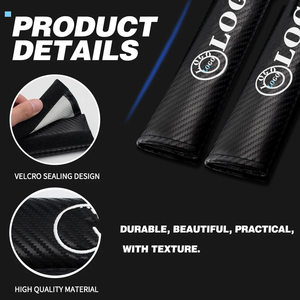 

2 Pcs Embroidery Car Logo Seatbelt Shoulder Pads for BMW Auto Emblem Seat Belt Cover Protector Safety Belt Padding Leather Black