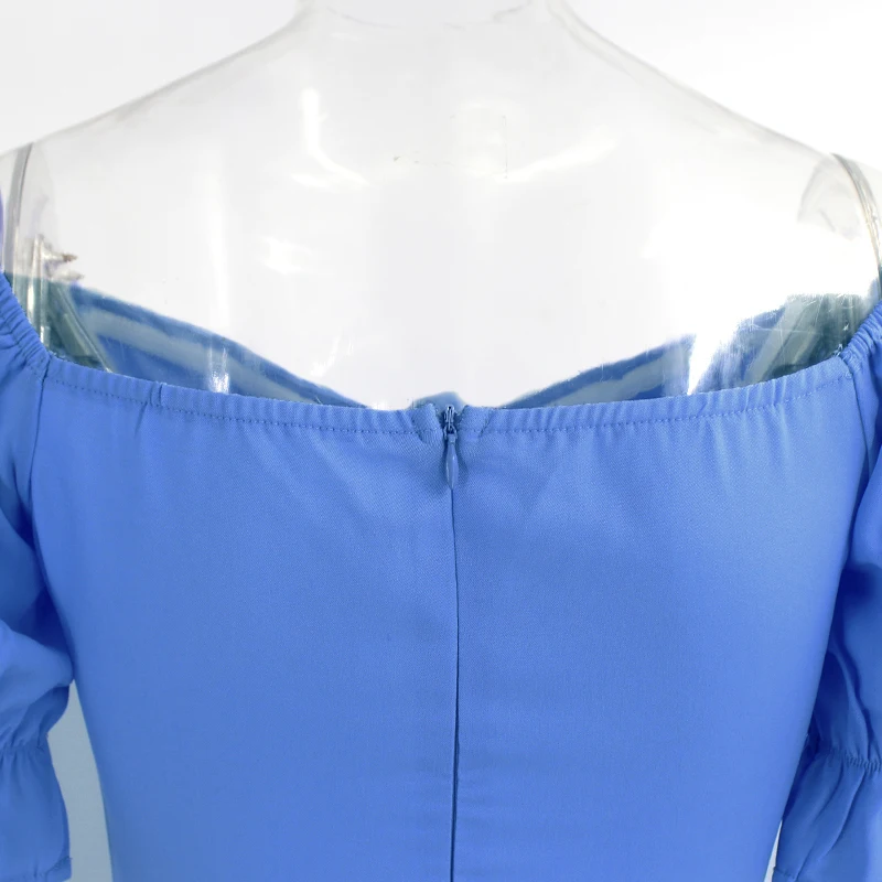 

High Waist Short Sleeve Sexy Dress Off Shoulder A-Line Mini Dress Casual Solid color vintage beach dress Summer 2021