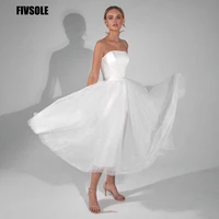 fivsole sexy boat neck short bridal gowns with detachable skirt beach wedding dresss princess evening party dresses vestidos