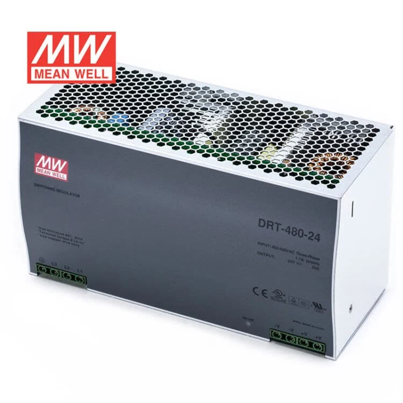 Mean Well DRT-480-24 meanwell DC 24V 20A 480W Drie Fase Industriële DIN RAIL Voeding