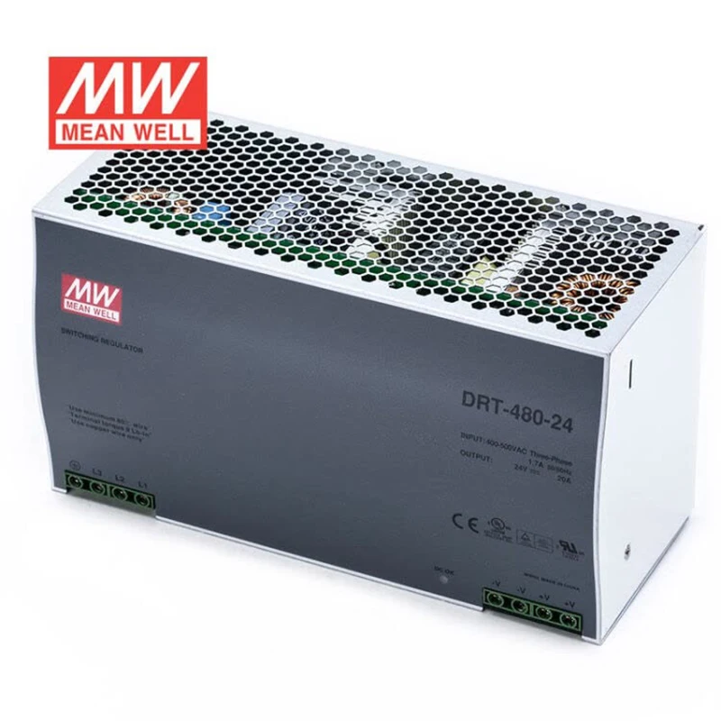Mean Well DRT 480 24 meanwell DC 24V 20A 480W трехфазный Промышленный источник питания на DIN