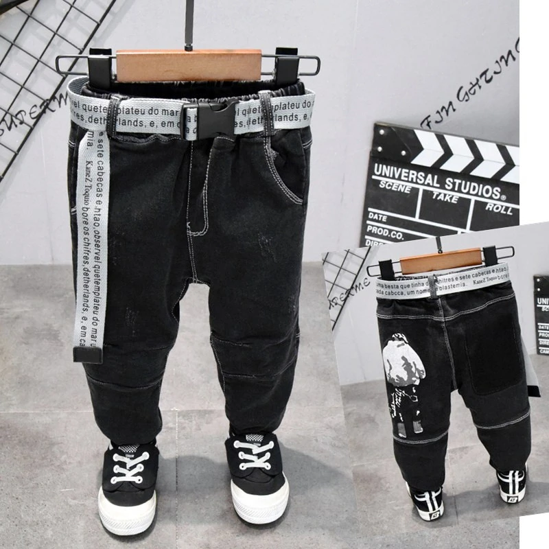 

2 3 4 5 6 Y Baby Boy Thicken Jeans 2020 Winter New Casual Kids Denim Trouser Fashion Print Plus Velvet Warm Denim Pants For Boy