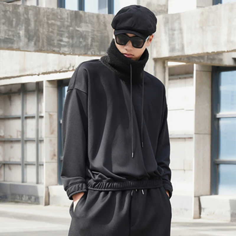 Зимний мужской свитер Черный Простой повседневный кашемировый с высоким