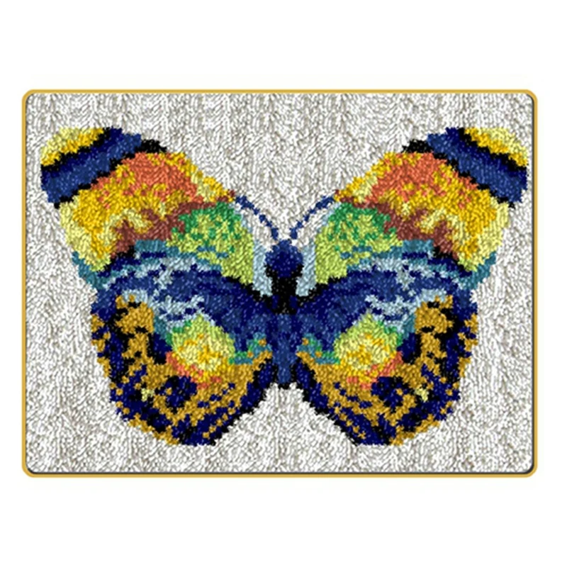 Latch Hook Kit DIY Crochet Yarn Kits 20.4 X 14.9 Inch Butterfly Rug Making Crafts For Kids Adults And Beginners Gift | Дом и сад