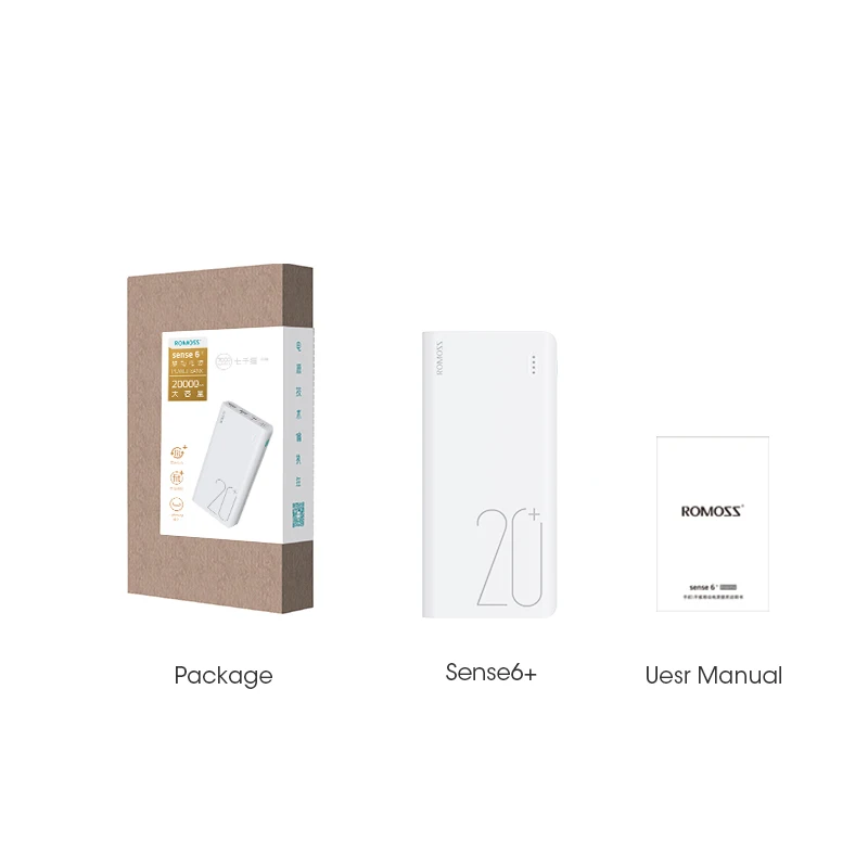 ROMOSS чувство 6 + Power Bank 20000 мА/ч PD3.0 Quick Charge мАч Внешняя батарея зарядное устройство