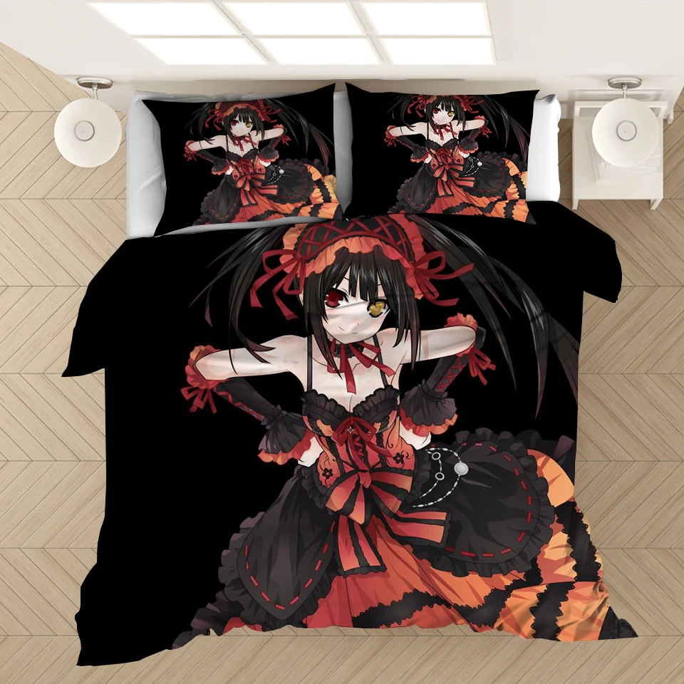 

Anime DATE A LIVE 3D Printed Bedding Set Duvet Covers Pillowcases Comforter Bedding Set Bedclothes Bed Linen King Queen Size