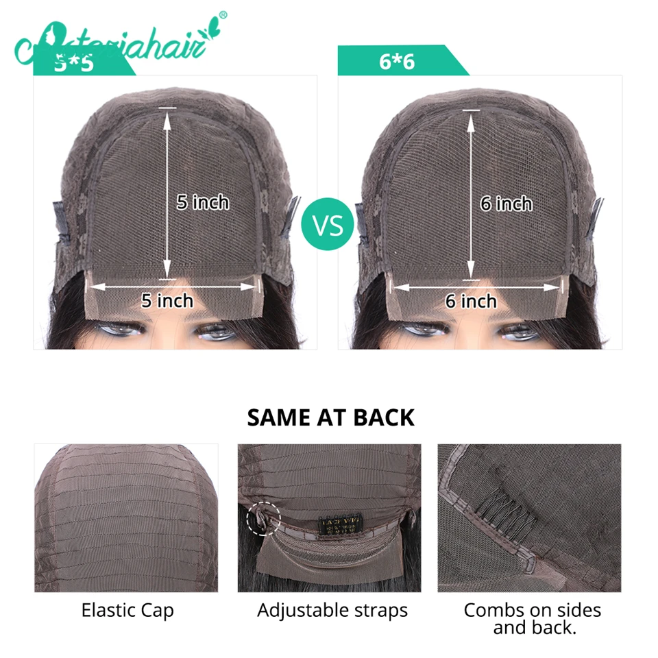 Астерия водная волна 5x5 кружева закрытие волос парики для чернокожих Для женщин