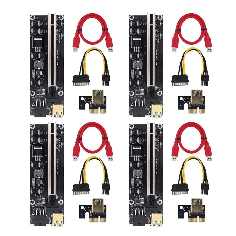

PCI-E Adapter Card VER009S Plus PCI-E 1X to 16X 6Pin USB3.0 for BTC Mining