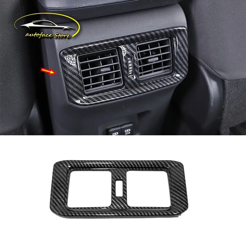 

ABS Carbon Fibre For Toyota RAV4 2019 2020 Car Accessories Back Rear Air Condition Outlet Vent Frame Cover Trim Car Sticker 1Pcs