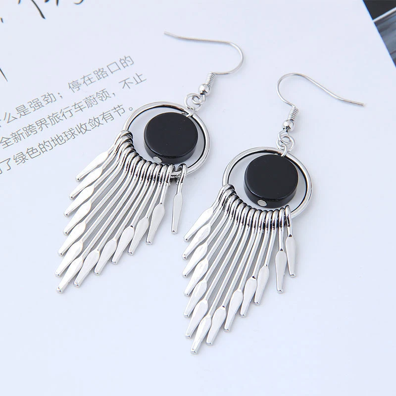 Однотонные европейские серьги кисточки из медного сплава среднего размера