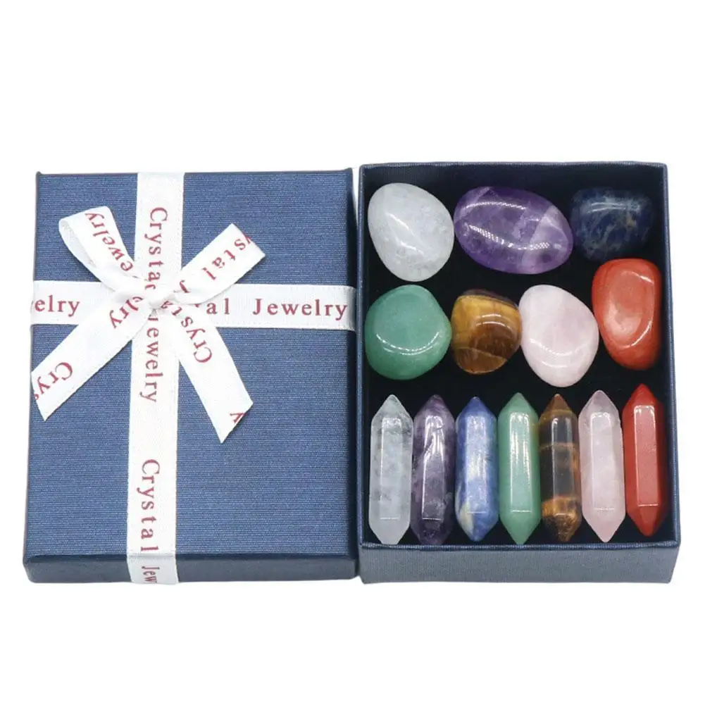 

Набор природных семь чакр шестигранная колонна энергетический камень комплект кристаллов необработанные драгоценные камни украшения дек...