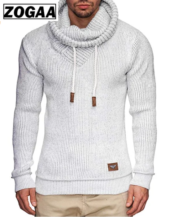 ZOGAA свитер мужской 2019 бренд с длинным рукавом сплошной цвет капюшоном s Модный