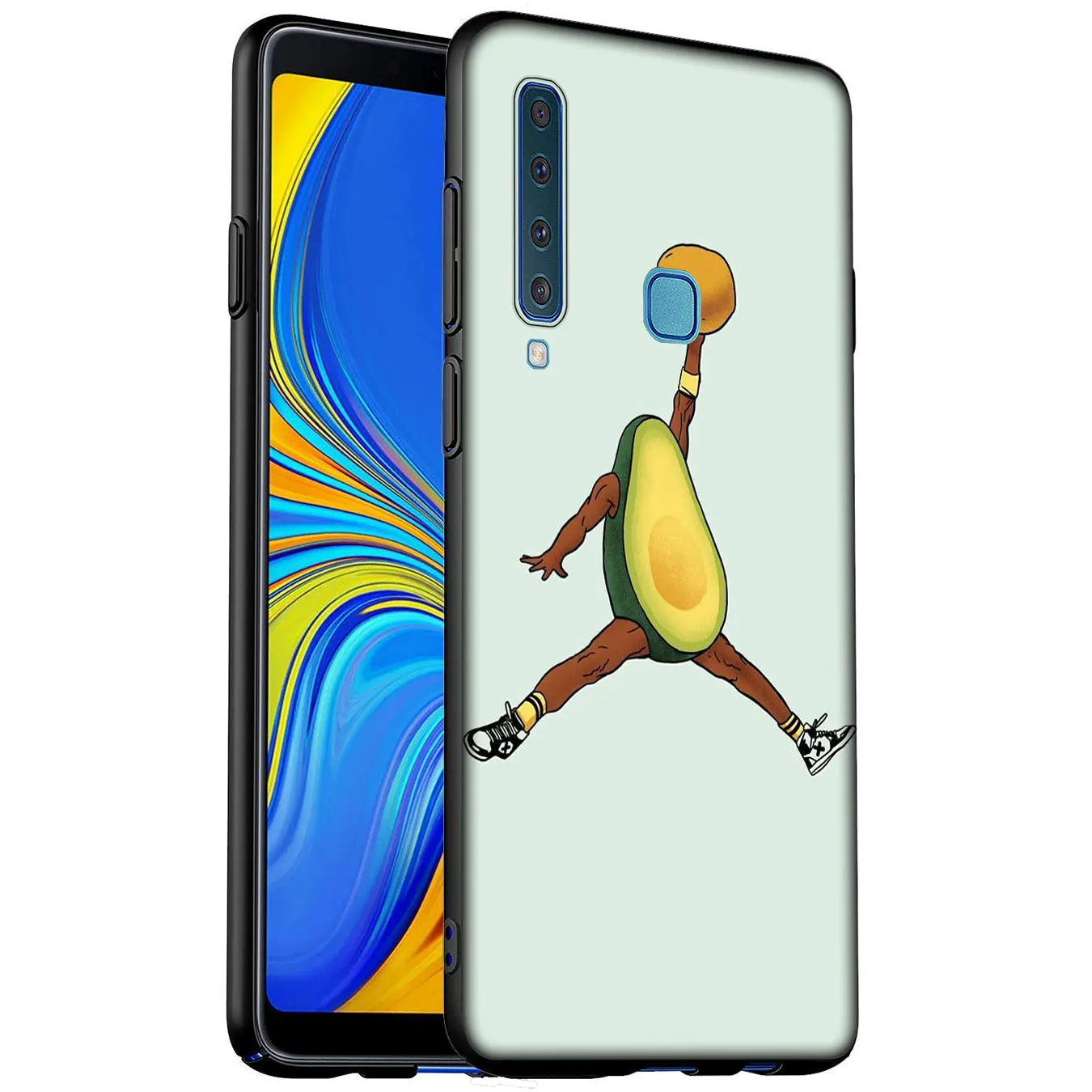 Cute avocado Art Print Black Soft Silicone Phone Case for Samsung Galaxy A6 A7 A8 A9 2018 A3 A5 2016 2017 Note 9 8 10 Plus |