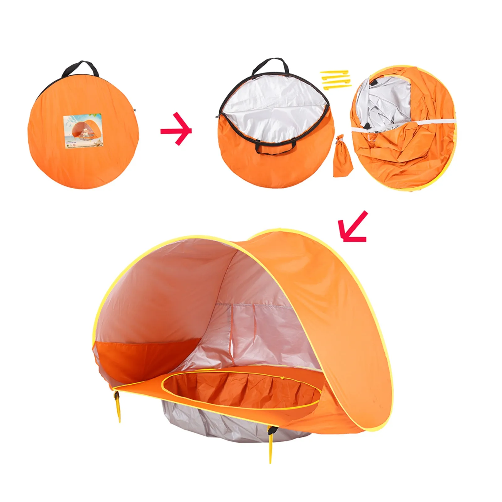 

2021 New Baby Beach Tent With Water Pool Upgrade Easy Fold Up Pop Up Baby Tent Portable Outdoor Camping Sunshade Beach Tent