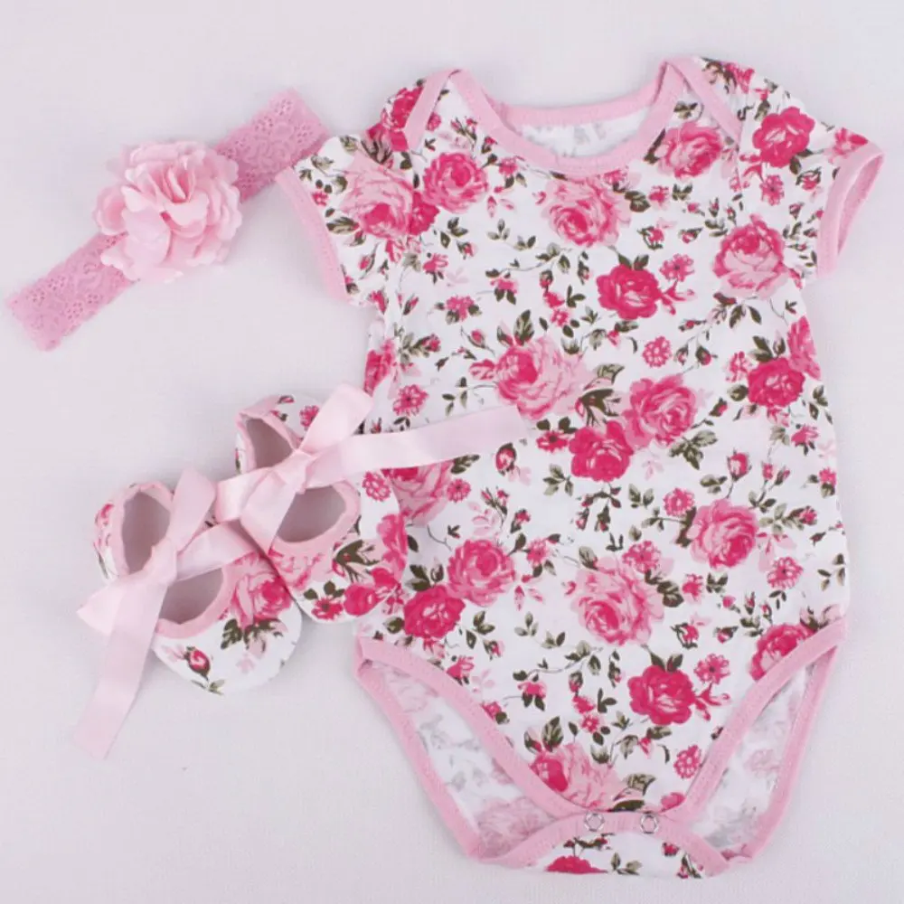 

Rose Pattern Romper Clothes Set For 20"-23" Reborn Newborn Baby Doll American Girl Doll Accessories Baby Doll Clothes