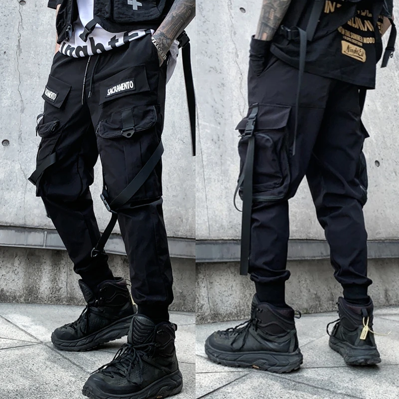 

Men Black Joggers Pants Summer 2021 Mens Hip hop Big Pockets Cargo Pants Male Spring Streetwear Overalls Sweatpants Harem Pant