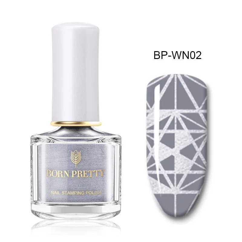 BP-WN02 BORN PRETTY Белый Черный Цвет стемпинг ногтей покрытие Рождественская серия 6 мл Лак для ногтей DIY штамповка лак маникюрный лак - Цвет: BP-WN02