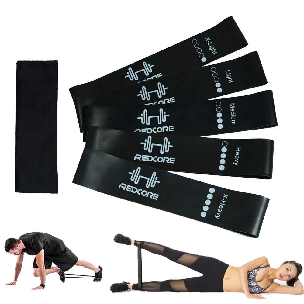 Эластичные ленты для йоги 5 уровней 15-45 фунтов фитнеса Пилатеса кроссфита