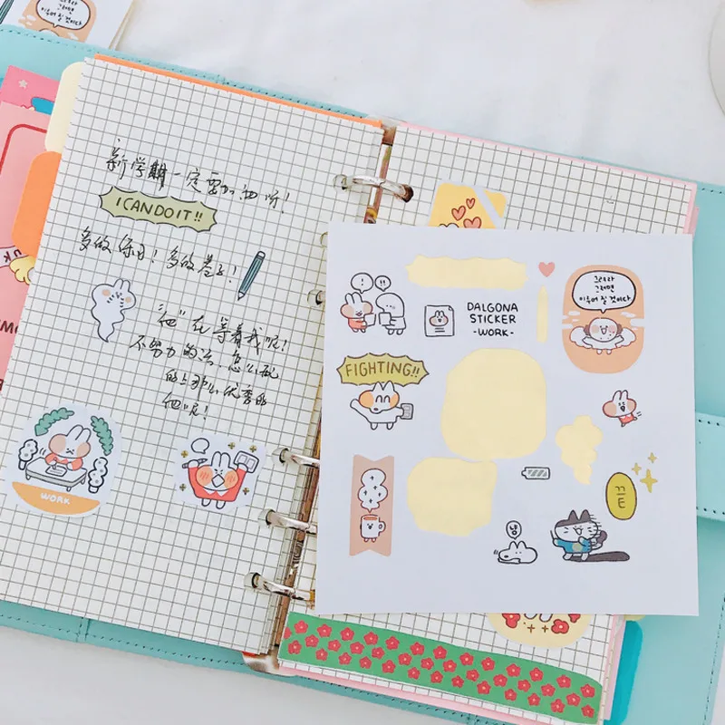 Милые Мультяшные радужные наклейки с кроликом цветные украшения для ручной