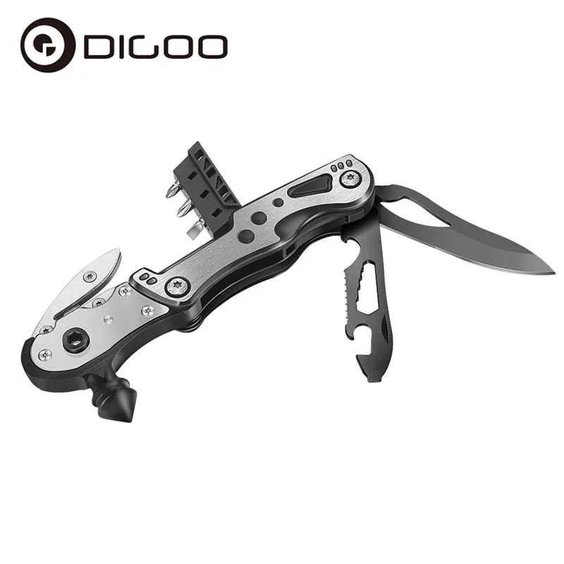 

Digoo DG-MP001 12 in 1 Multifunction Folding Knife Tactical Tool Kitchen Bottle Opener Pocket Multitool Pliers Saw Blade Knife