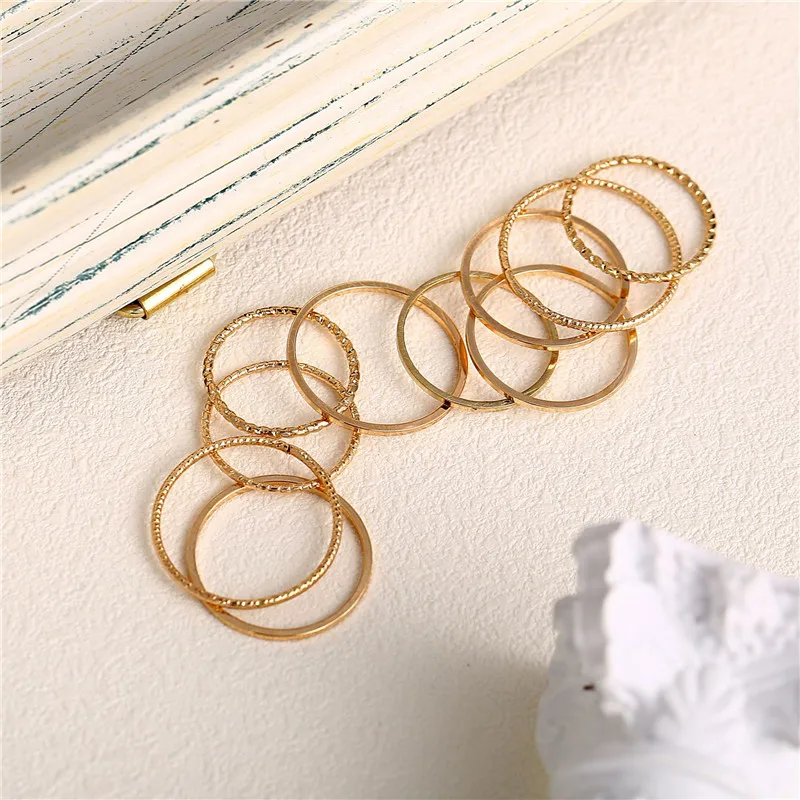 В винтажном стиле Модные новые золотые Многослойные набор колец для женщин