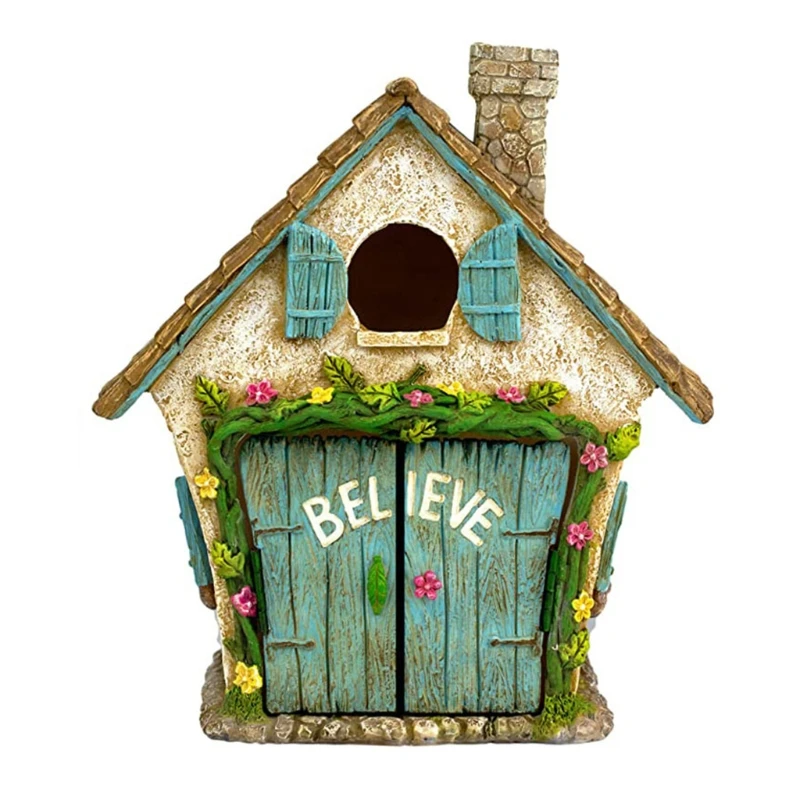 

2021 New Resin Hand-Painted Colourful Birdhouse Garden Patio Country Cottages Bird House