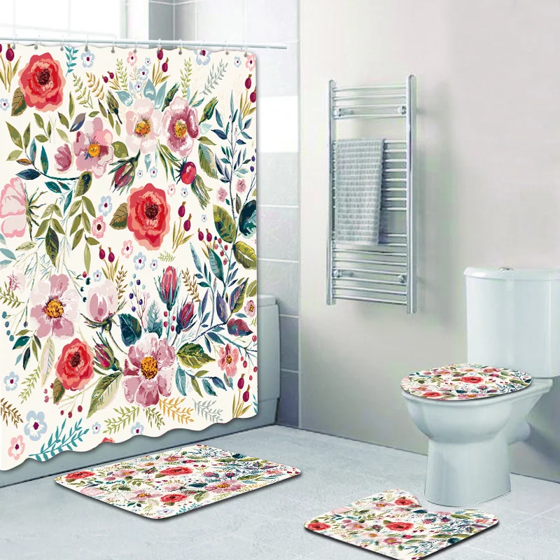 Бабочка большой цветок синий акварельный поломанный занавеска для душа в ванную