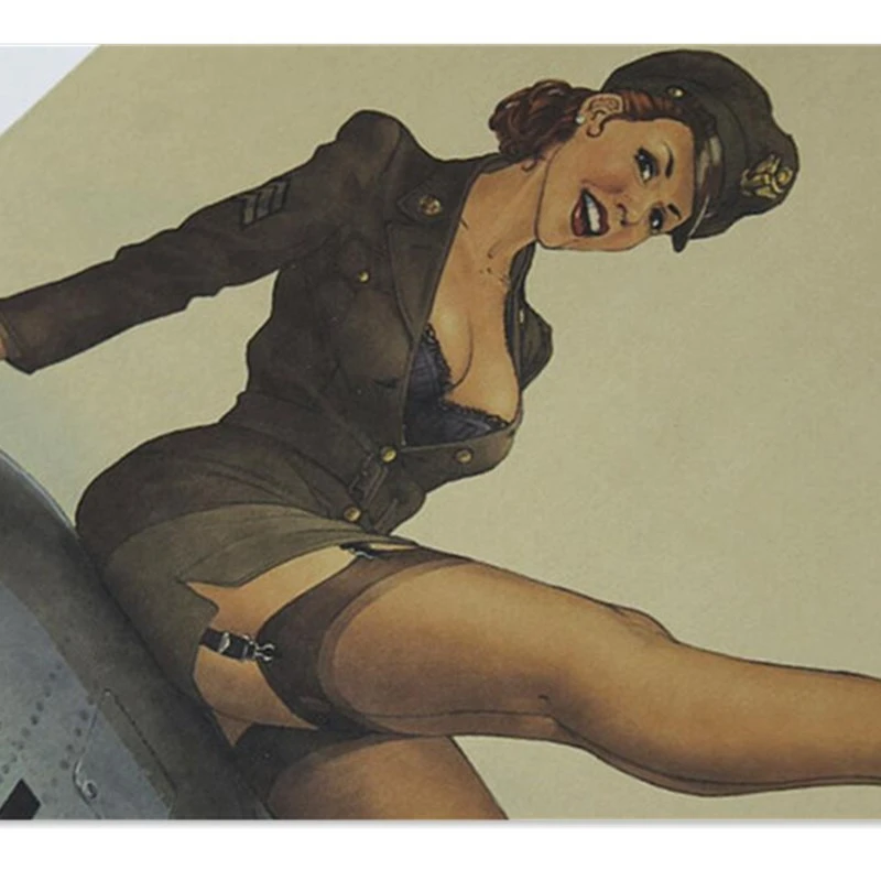 Винтажный постер с сексуальной девушкой времен Второй мировой войны в стиле