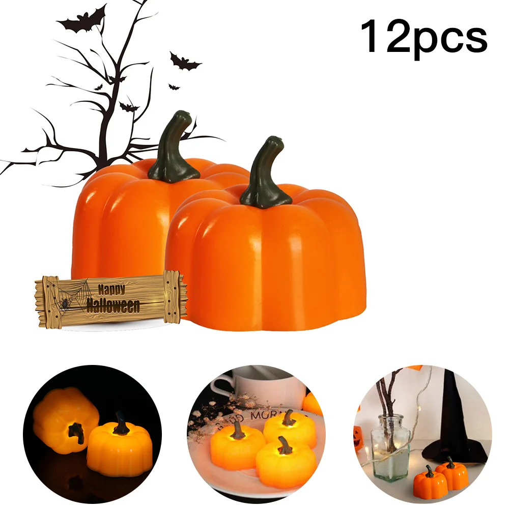 Светодиодные свечи тыквы светильник для Хэллоуина оранжевый Мерцание Лампы в