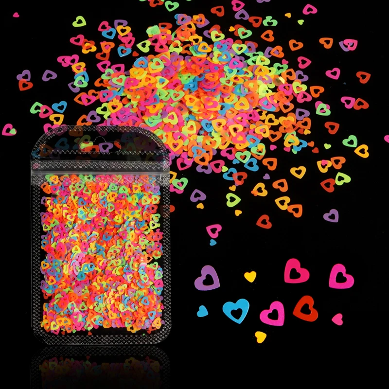 

10 Pcs/Set Fluorescent Nail Art Glitter Flakes Manicure Accessories Shiny Paillette For Nail Design Kawaii Valentines Decoration