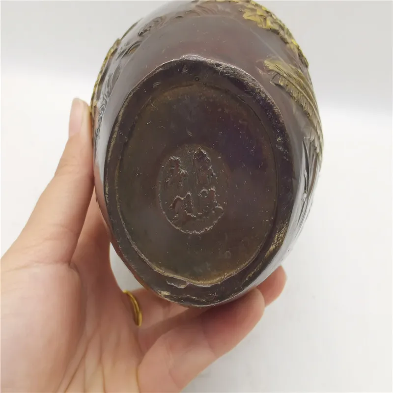 Китайская старинная Бронзовая статуя, позолоченная ваза из красной меди с изображением волшебника и сливы (art.: 3920b8ba080a6) - 3920b8ba080a6