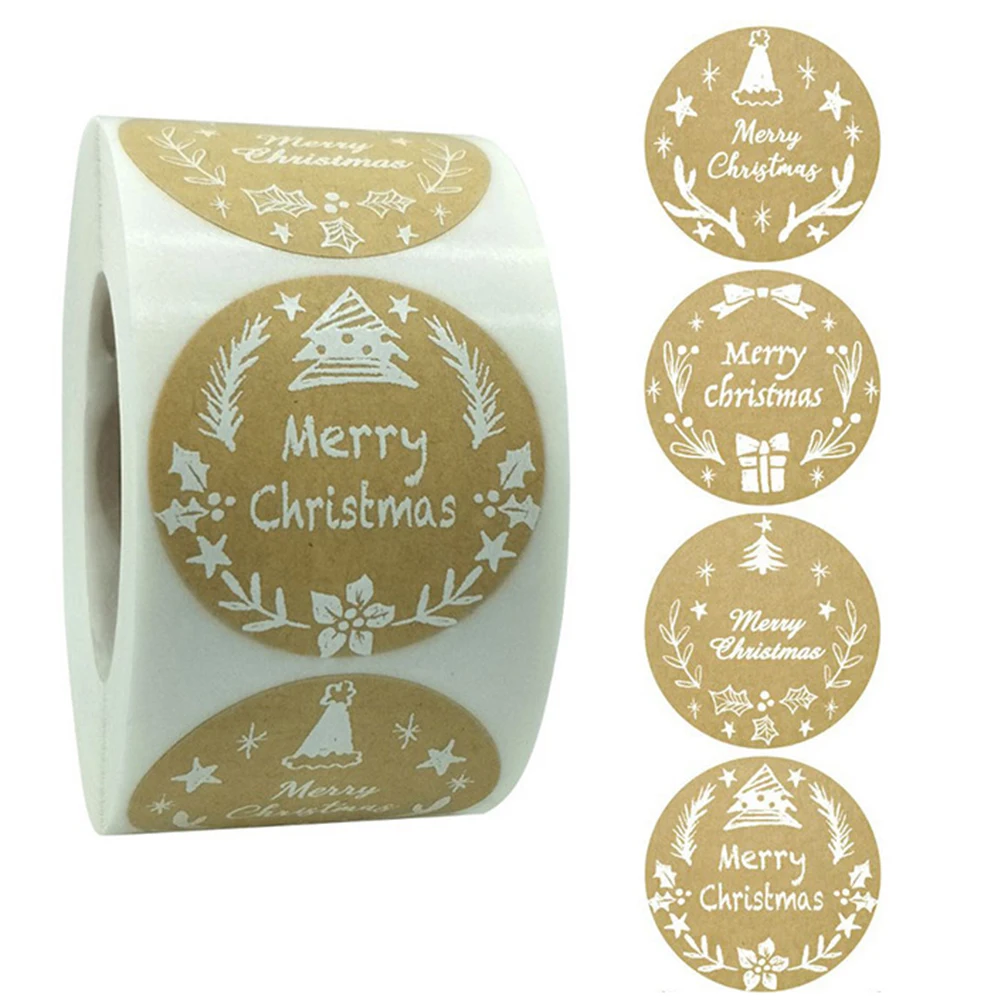 

Круглые рождественские этикетки, наклейки с уплотнением, бирка для подарочной упаковки, герметичная этикетка, украшение для подарка