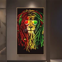colorful lions with sunglass wall art posters abstract graffiti lion art canvas paintings nordic art picture for kids room decor