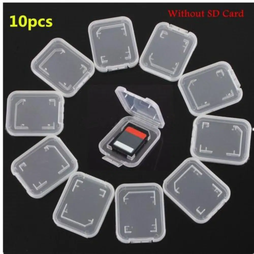 10PCs Transparent Standard SD SDHC Memory Card Case Holder Box Storage Boxes New Individual Memory Card Clear Plastic Case