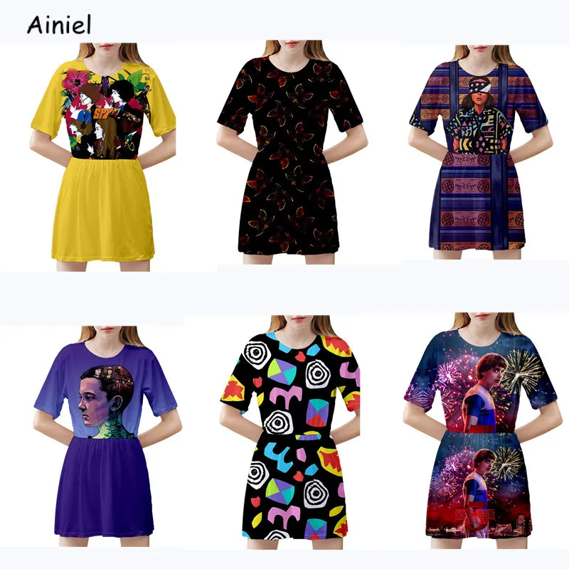 Фильм из сериала очень странные косплей костюм 3d платье ужас Хэллоуин вечерние