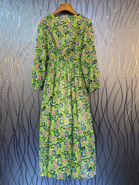 

Новинка 2021, женское модное облегающее платье с круглым вырезом и принтом, украшенное длинными рукавами, 805