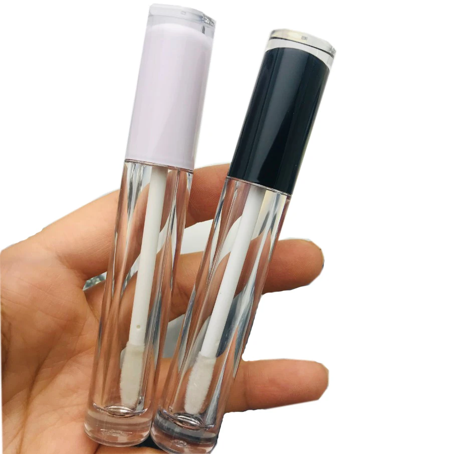 

New 5ML Lip Gloss tubes with wand,Plastic Empty Lipglaze Tube,White,Black cap DIY Beauty lip glaze cosmetic packing container