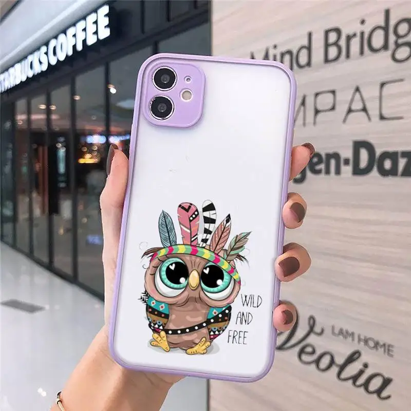

Baby Cute Owl katun dabbobi Phone Case matte transparent For iphone 7 8 11 12 plus mini x xs xr pro max cover