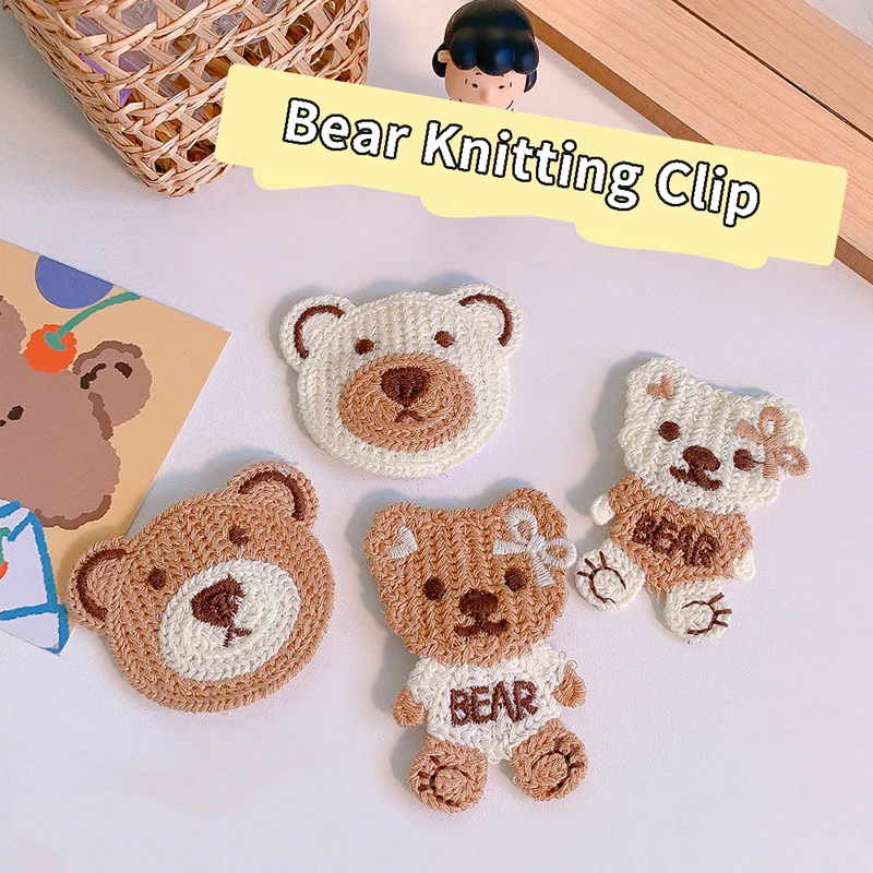 

Вязаные заколки для волос ручной работы, милые заколки для волос с мультяшным медведем для девочек, заколка-Пряжка, Осенние аксессуары для в...