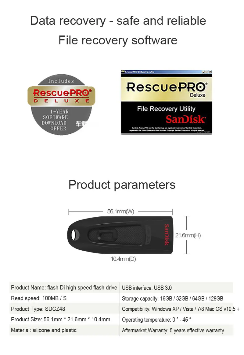 SanDisk CZ48 USB флеш-накопитель 16 ГБ 32 ГБ Флешка 64 Гб флэш-диск 128 ГБ U диск 256 ГБ USB3.0 карта памяти Чтение 100 МБ/с./с мини-флешка