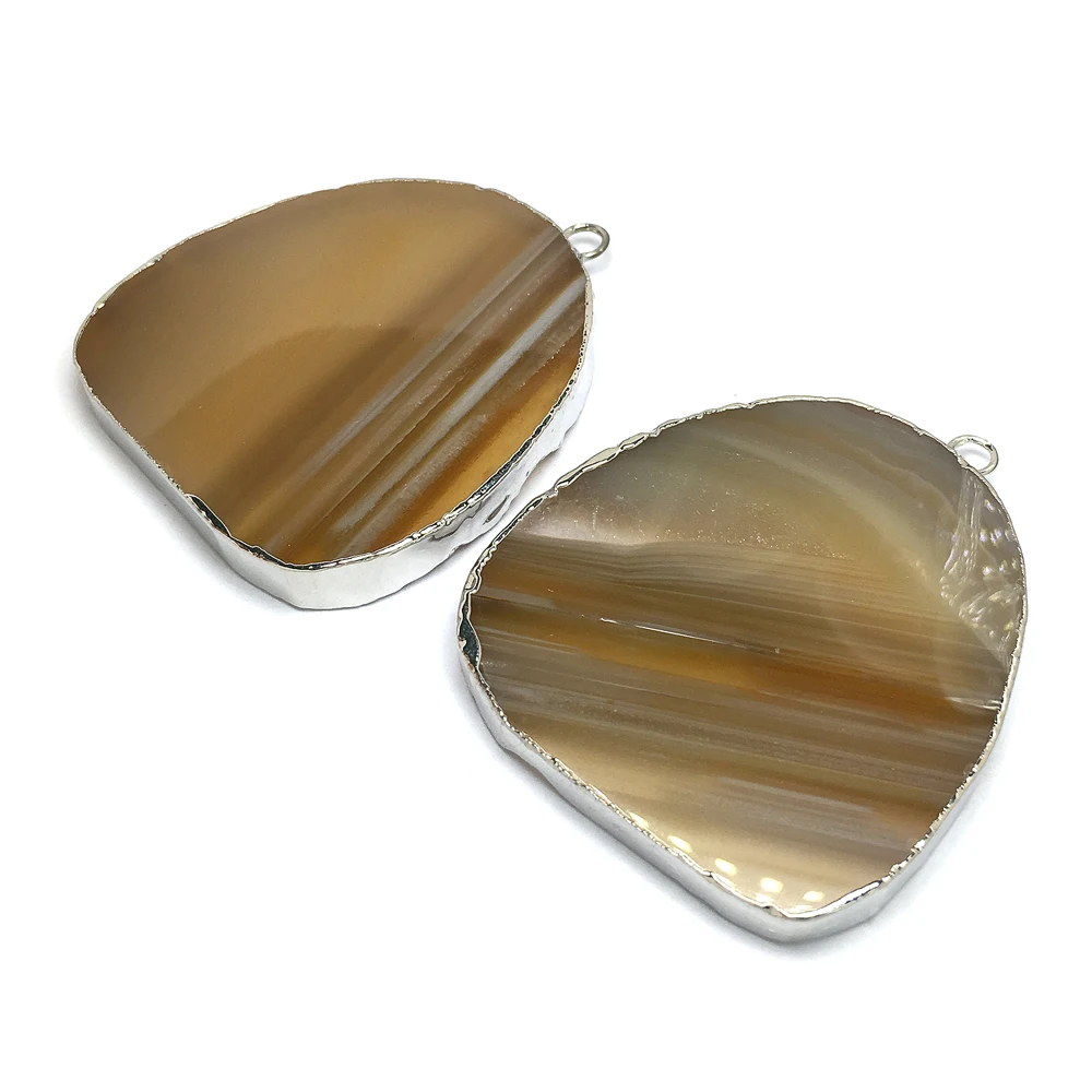 

Natural Semicircular Agates Pendants Charms Necklace Pendants for Jewelry Making DIY Accessories Fit Necklaces Size 45x50mm
