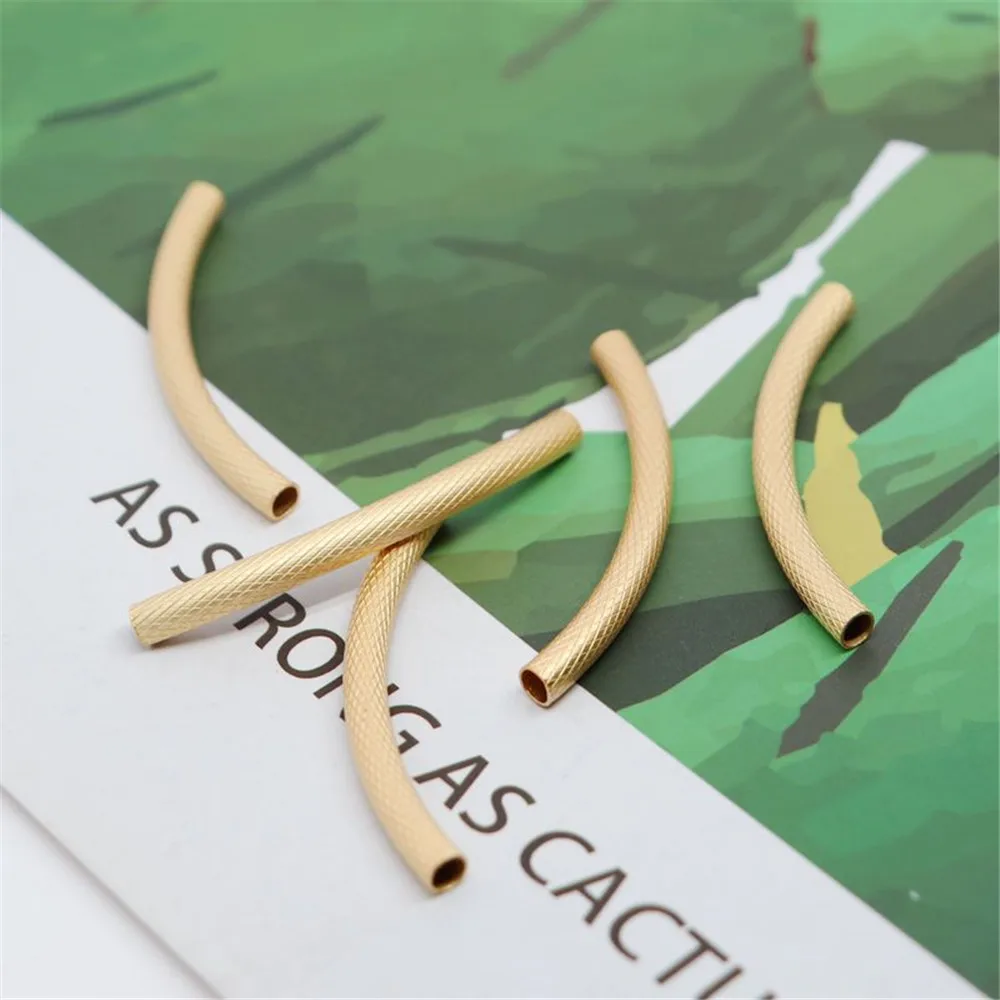 

18K gold plated big hole matte bend handmade DIY hand string accessories bracelet necklace hollow tube material