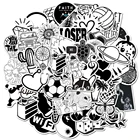 50 шт. черно-белая наклейка металлик s граффити наклейка для ноутбука чемодан автомобильный Стайлинг стена гитара крутая наклейка s Хэллоуин