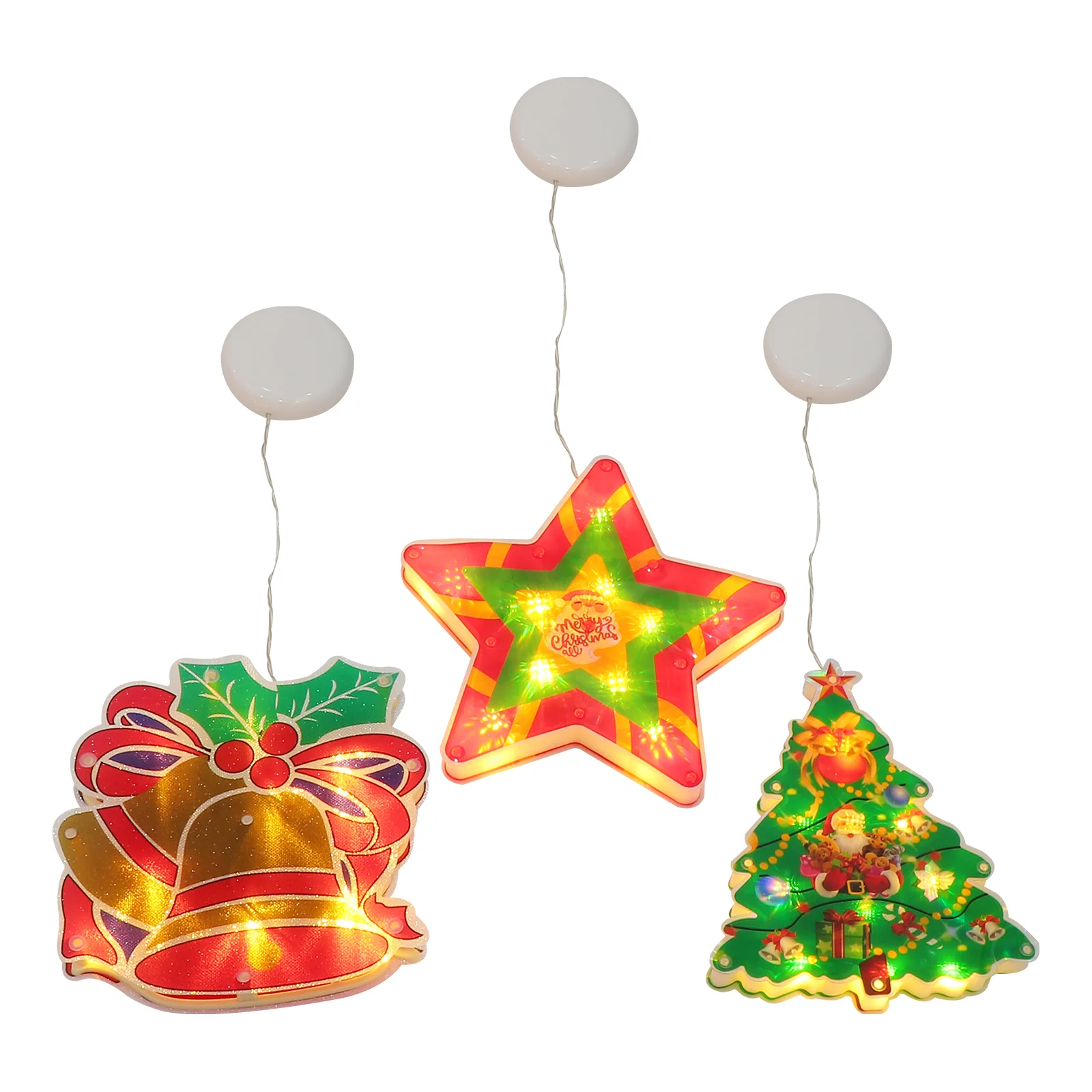 

3 шт. рождественсветильник подвесные светильники для окон, Рождественские декоративные светильники, светильник присоски